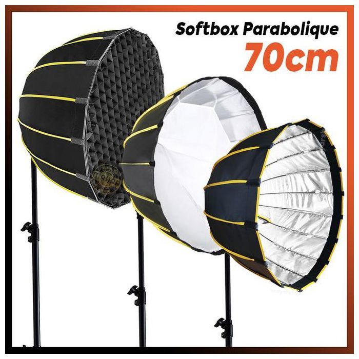 Puluz Softbox Parabolique 70 cm – Compatible Bowens – Montage Rapide – Tissu Haute Qualité
