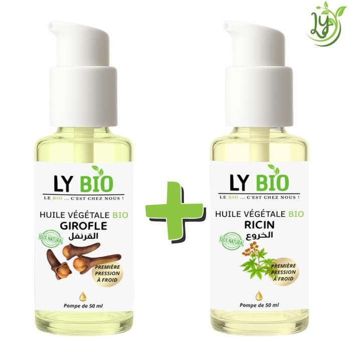 Pack Huile - LYBIO - Girofle & Ricin - 50ml - Antiseptique - Fortifiant
