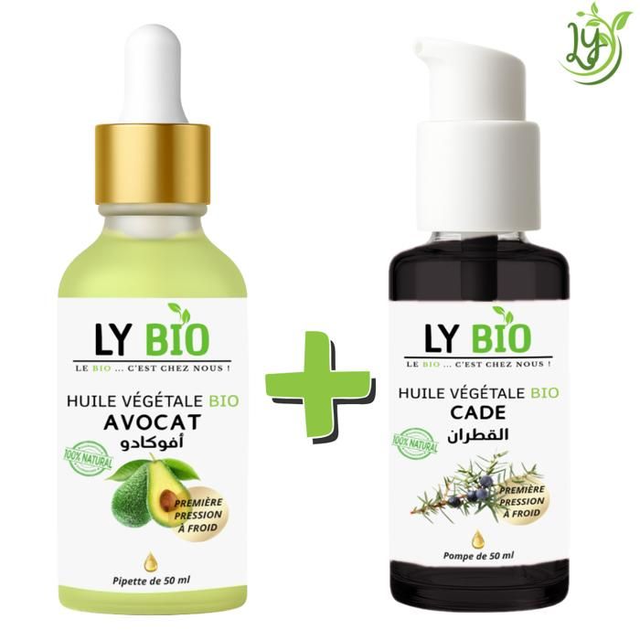 LYBIO PACK HUILE AVOCAT 50ml - PIPETTE + HUILE CADE 50ML - POMPE