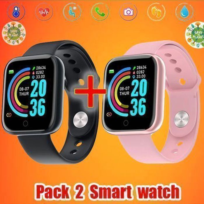 Pack 2 smart Watch D20 rose et noir