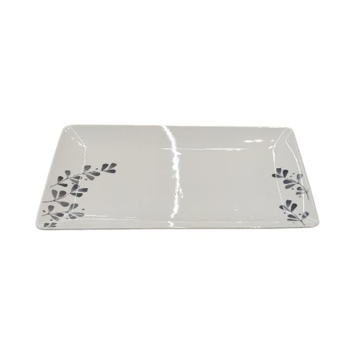 ASSIETTE PLATE RECTANGULAIRE EN PORCELAINEELAINE AVEC DECO L