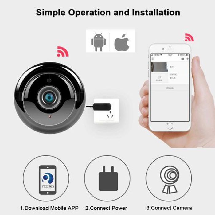 Camera IP Wifi 1080P Vision nocturne Objectif clair 3.6mm support motion détection alarme Action