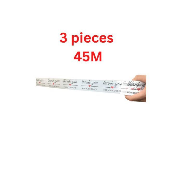 Lot de 3 rouleaux adhésifs décoratifs pour emballage – "Thank you for your order"