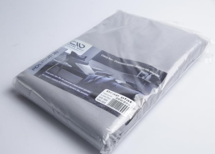 Drap plat - Polycoton - 260x240 cm - Gris - 115g - 76 fils