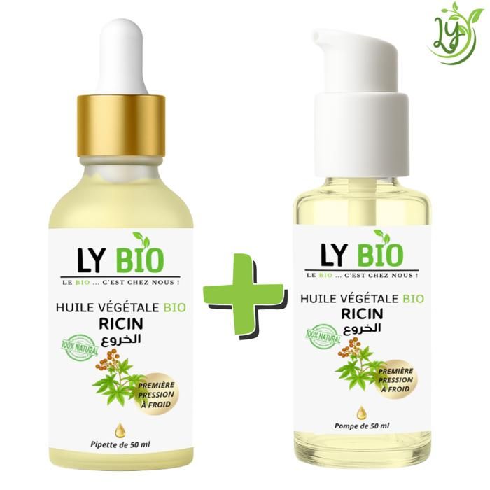 Huile Végétale - LYBIO - Ricin - 50ml - Pipette et Pompe - Réparateur