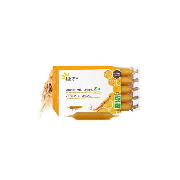Fleurance nature Gelée royale et Ginseng - Produits Bio - 10 ampoules - Made in France