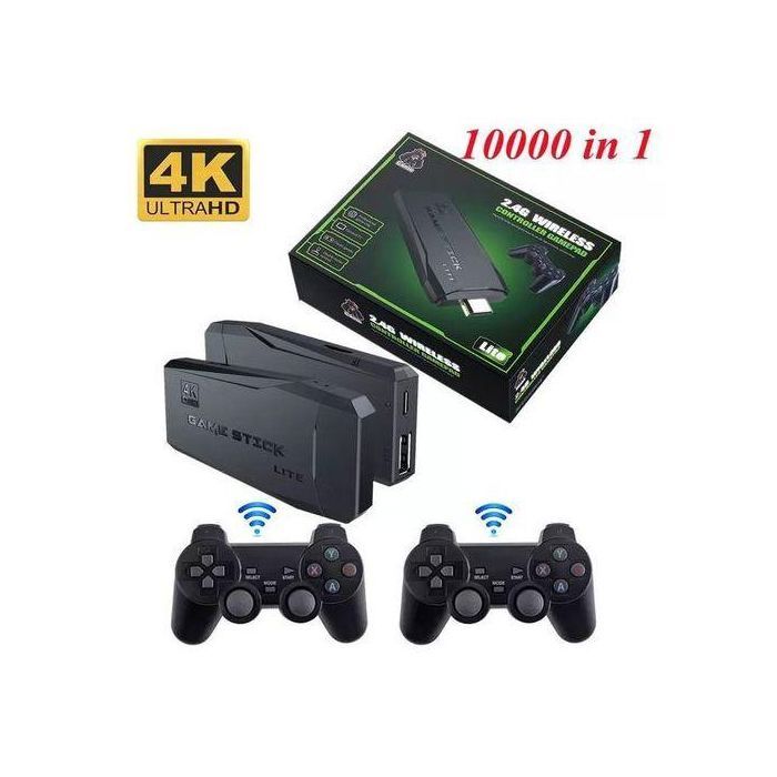 Game Stick HD Console 4K Sans Fil avec 10000 Jeux Rétro (PS1/FC/GBA)