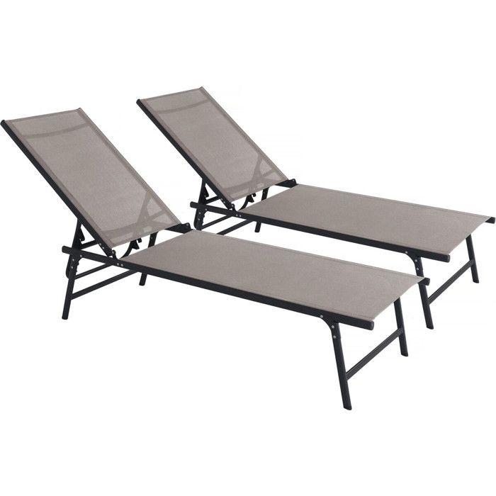 Set med 2 solstolar i metall "Sublima" - 180 x 54 x 104 cm - Taupe
