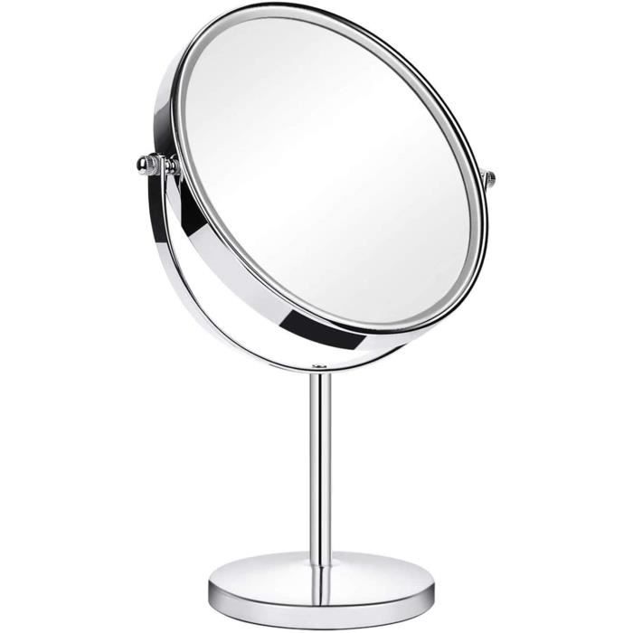 Miroir de Table Double Face Miroir cosmétique sur Pied Miroir de Maquillage Grossissement Rond 1x 3X