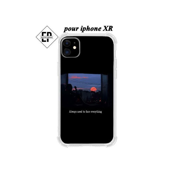 Coque - Synthétique - iPhone XR - Souple - Noir - Paysage et lettres