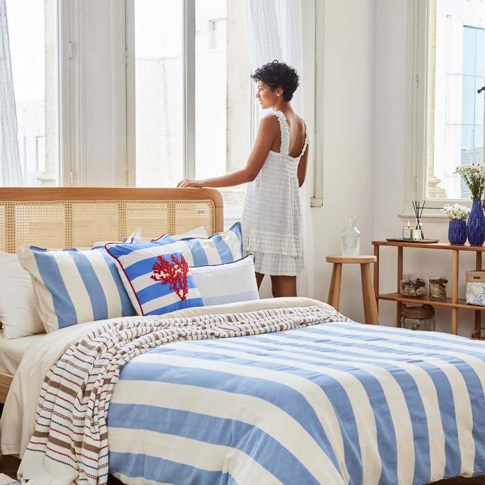 Housse de couette - BELLA MAISON - Santorini - 100% coton - 200x220 cm - Bleu