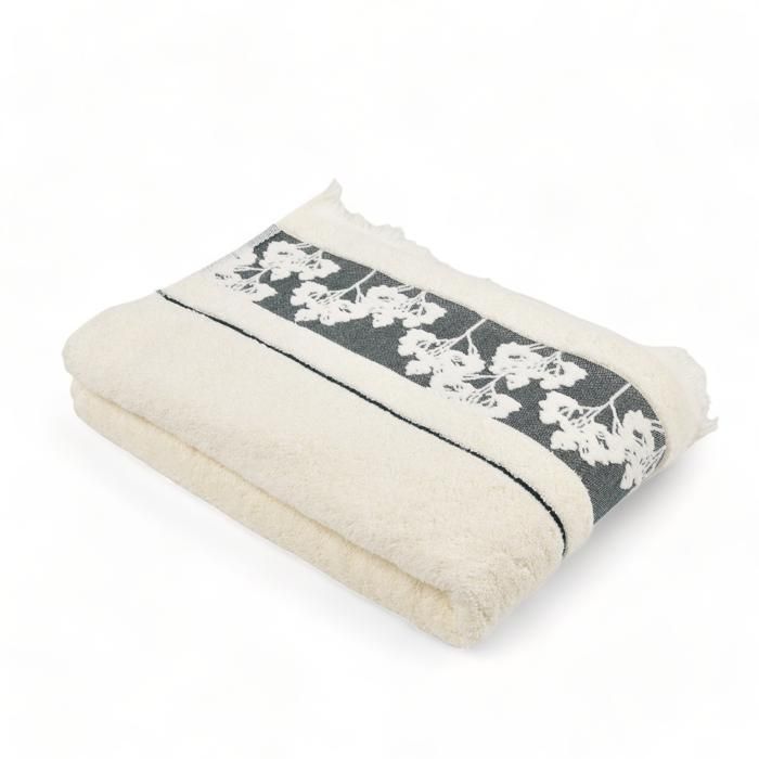 DRAP DOUCHE JACQUARD 70X140 BLANC FLORALIA