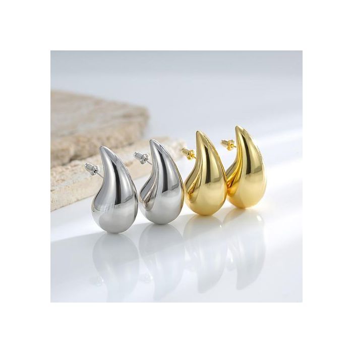 Boucles d'oreilles - Inoxydable - Goutte d'eau - Argent/Or - 2 Paires - Femme
