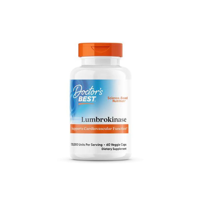 Doctor's BEST Lumbrokinase, 40mg , - favorise la santé cardiovasculaire - 60 capsules végétales, ( 20mg par capsule )