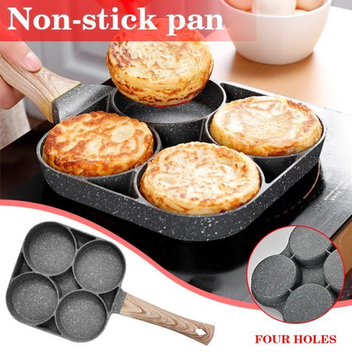 Poêle à œufs frits - Mini - 4 Trous - Antiadhésive - Facile à nettoyer - Compatible induction