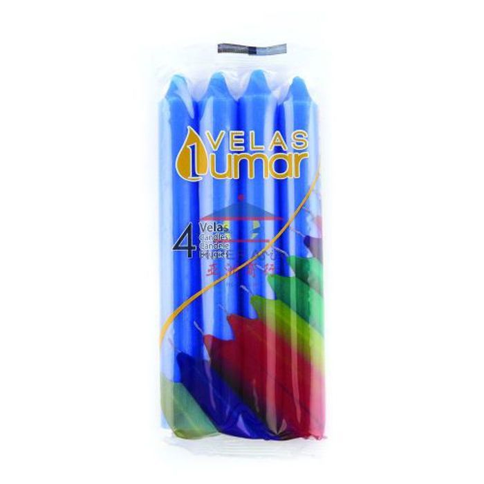 Velas lumar pack de 4 bougies cylindriques bleu