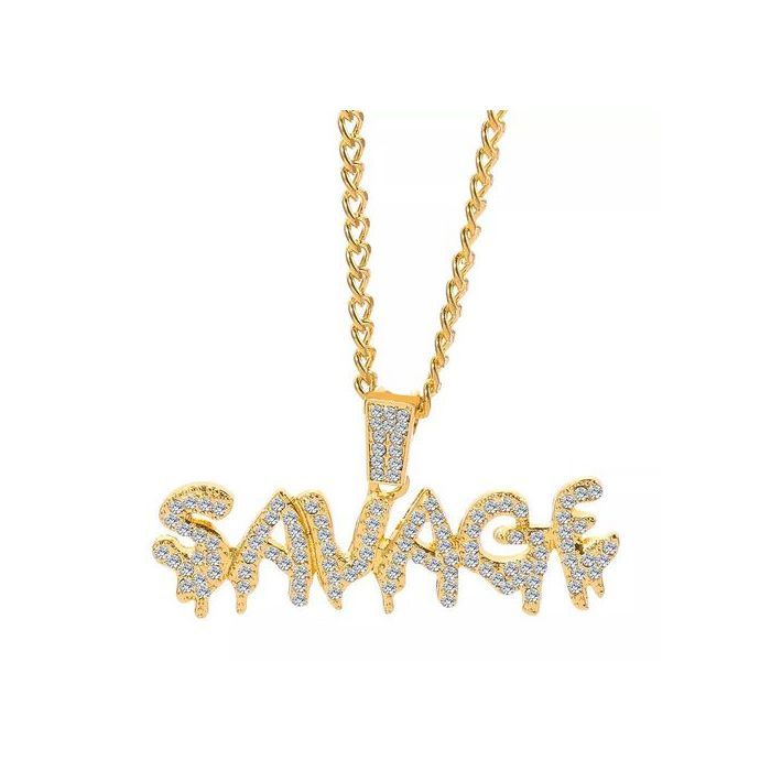 Collier - Luxe - Savage - Cristal Glacé - Acier Inoxydable - Doré