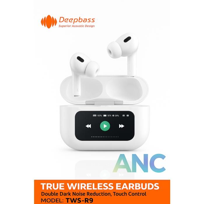 Écouteurs Bluetooth 5.3 Sans Fil avec Écran Tactile et ANC –avec Boîtier Intelligent Autonomie Longue Durée et Réduction de Bruit