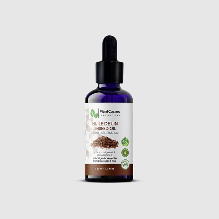 Huile Végétale Bio de Lin - PLANTCOSMO LABORATOIRES - 50 ml - Nourrissante - Anti-inflammatoire - Apaisante