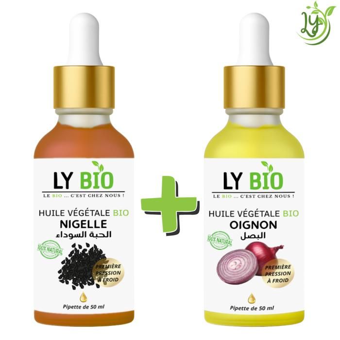 Pack d'huiles végétales - LYBIO - Huile de nigelle et d'oignon - 50ml - Anti-inflammatoire - Fortifiant
