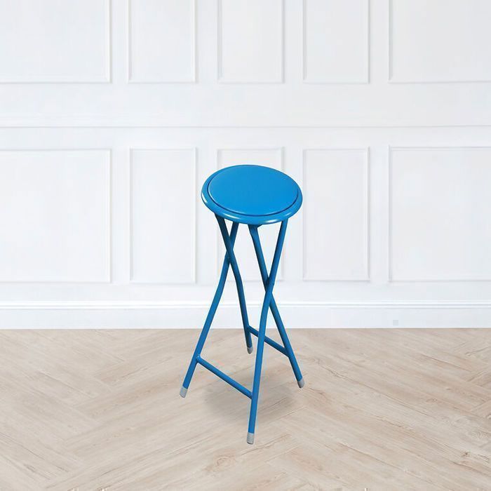 Tabouret pliable - 30 x 30 x 44.5 cm - Bleu - Métal - 265 lb de capacité
