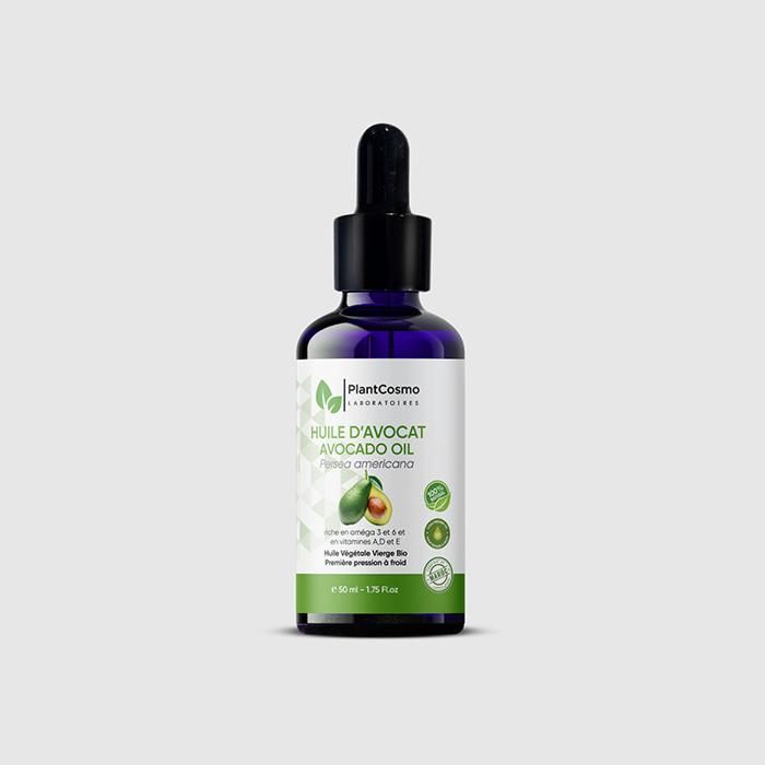 Huile Végétale Bio d'Avocat - PLANTCOSMO LABORATOIRES - 50 ml - Hydratante - Protection Solaire - Nourrissante