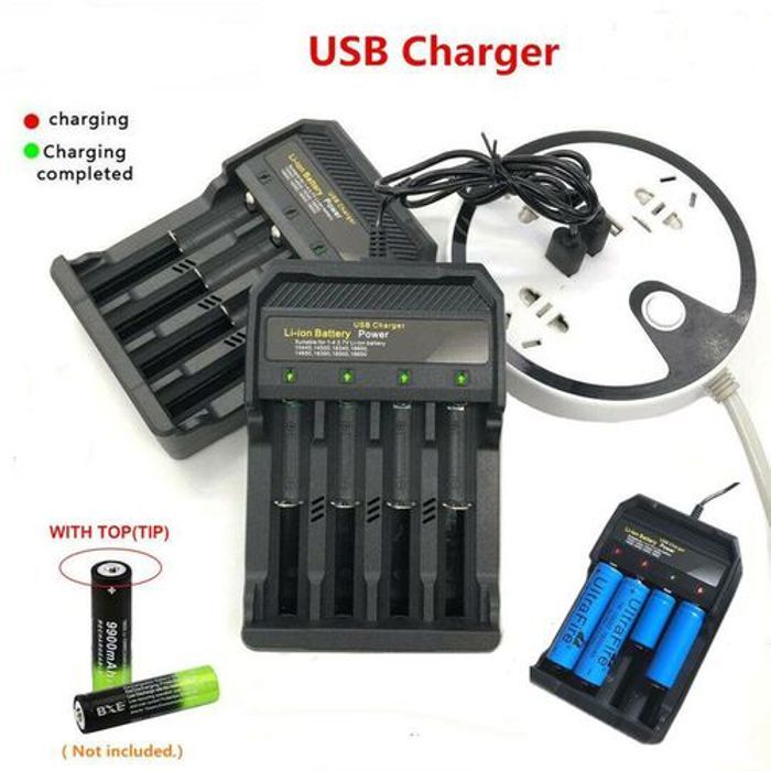 Chargeur De Piles / Batterie Avec 4 Emplacements, Au Lithium - Chargeur Usb