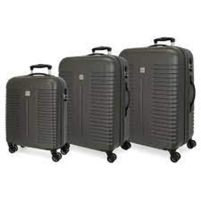 Ensemble de 3 valises - JOUMMA BAGS - TROLLEY MOVOM - Anthracite - 4 roulettes - Semi-rigide