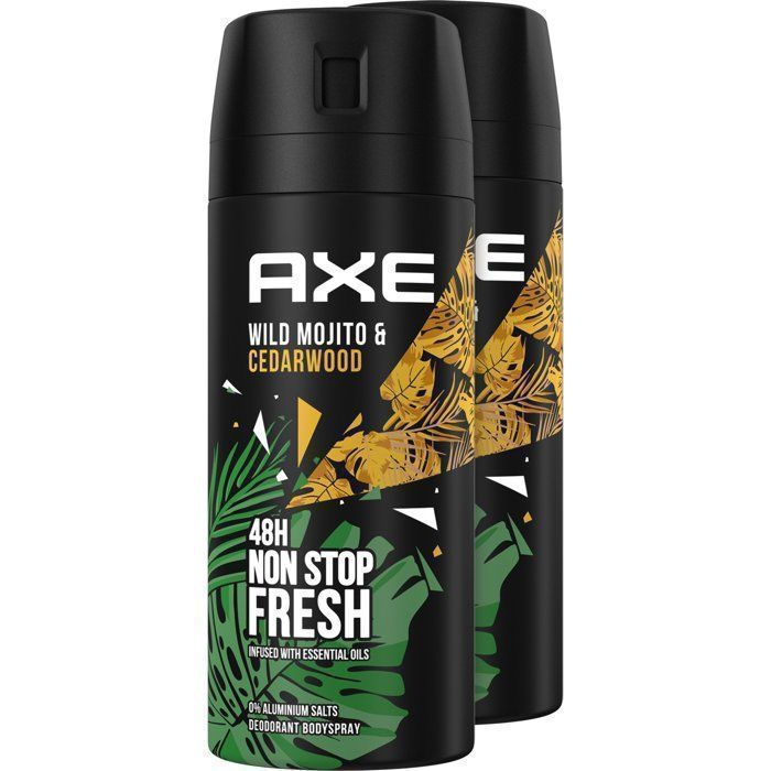 Lot de 2 Déodorants en spray Axe Green Mojito & Bois de Cèdre pour homme - 150 ml