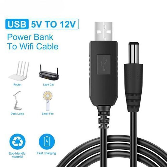adaptateur USB DC 5V 12V, câble d'alimentation pour routeur,fil WIFi