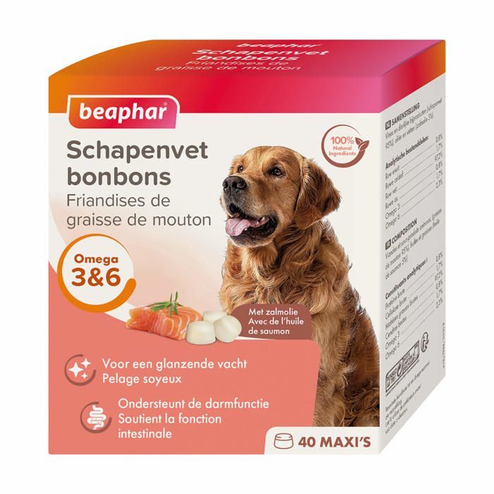 Friandise - Beaphar - 11019 - Graisse de mouton - Acides gras essentiels - Chien adulte
