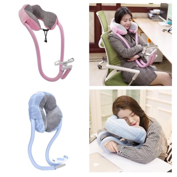 Oreiller cervical à double usage avec support de téléphone en forme de u (Couleur aléatoire)