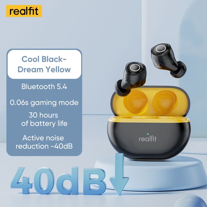 Écouteurs Bluetooth - REALFIT - F4 Mini ANC - 40dB - Intra-auriculaire - Noir