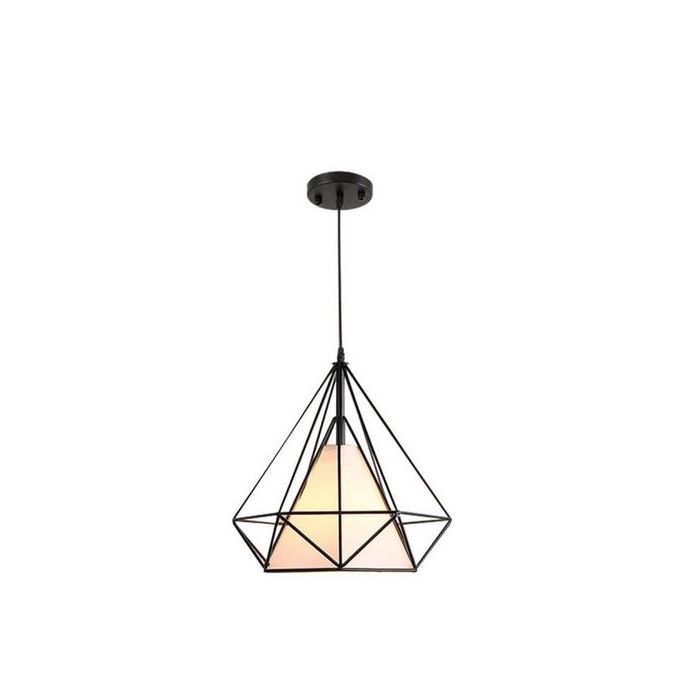Lustre Suspension Métal LED E27 40W Ø25 cm Cage Diamant Forme Style industriel Éclairage + Ampoule Edison LED 4W