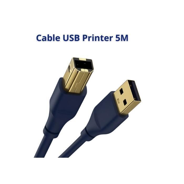 Câble imprimante 5M USB 2.0 – Extension haute vitesse – Type A vers Type B