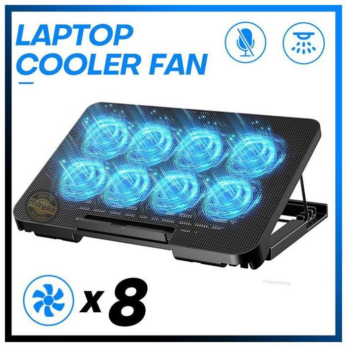 Ventilateur PC Gamer A8 – Refroidisseur Ultra-Puissant à 8 Ventilateurs avec LED Bleues,  Support Réglable, Compatible jusqu’à 19