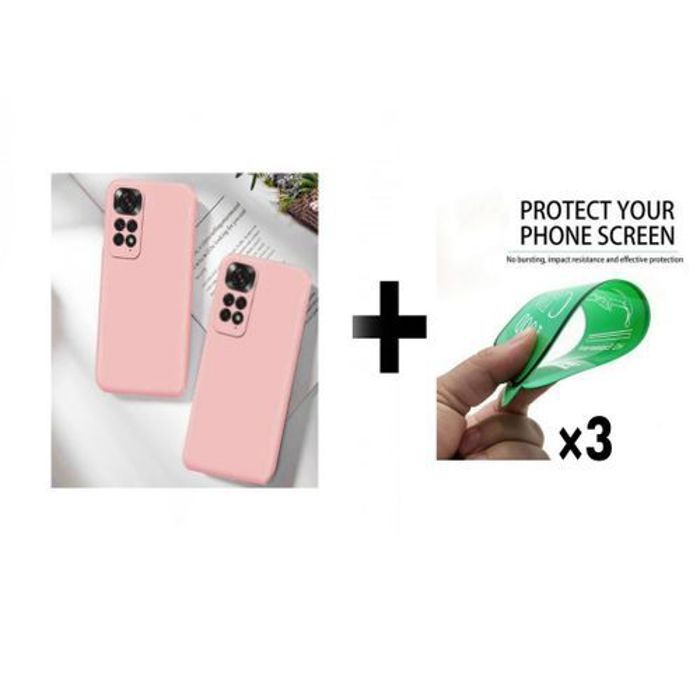 Coque et protection d'écran - GÉNÉRIQUE - Xiaomi Poco M4 Pro - Silicone - Rose - Résistant aux chocs