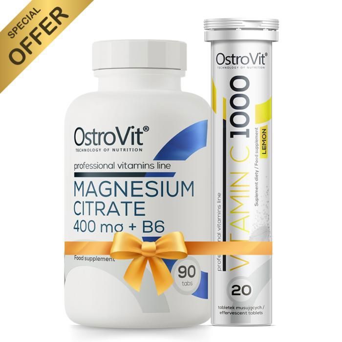 Pack Magnesium Citrate 400 mg + B6 90 Tabs  + Vitamin C 1000 mg 20 Tabs