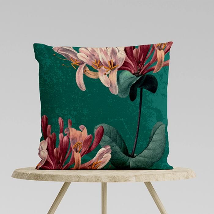 Housse de coussin - IMPREMALIA - Rosaia - Motif floral pastel - Lavable en machine - Carré