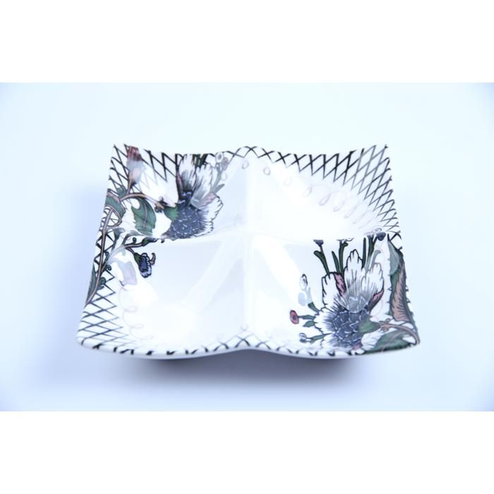 Plat carré compartimenté - GENERIC - 18x18cm - Porcelaine - Violet - Lave-vaisselle compatible