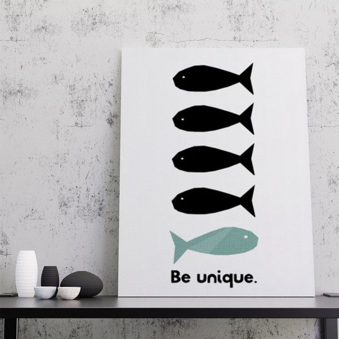 Tableau Décoratif - Be unique - 60x90 cm - Multicolore - Design Contemporain - Lettrage