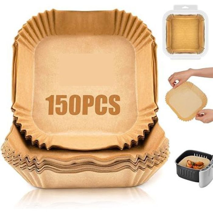 Pack de 150 Pieces Papier Cuisson Pour Air Freyr Prédécoupé en Forme Carrée