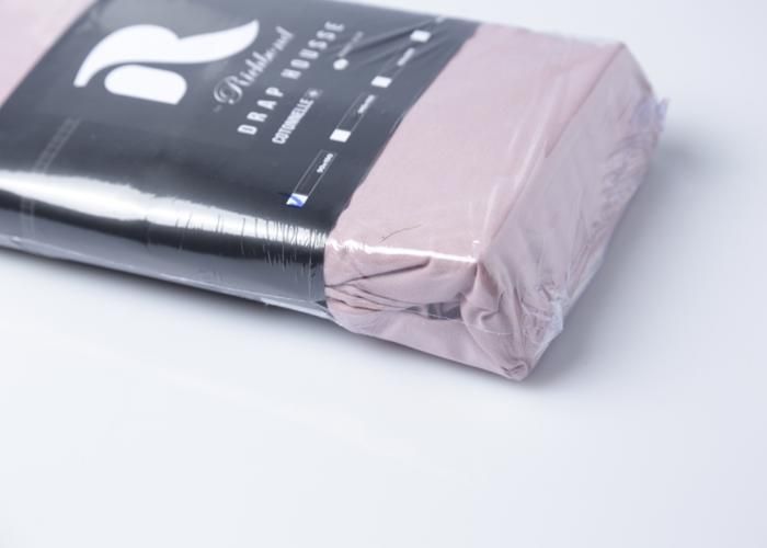Drap Housse - RICHBOND - 90x190 cm - Coton Naturel - Couleur Rose de Bois - Uni