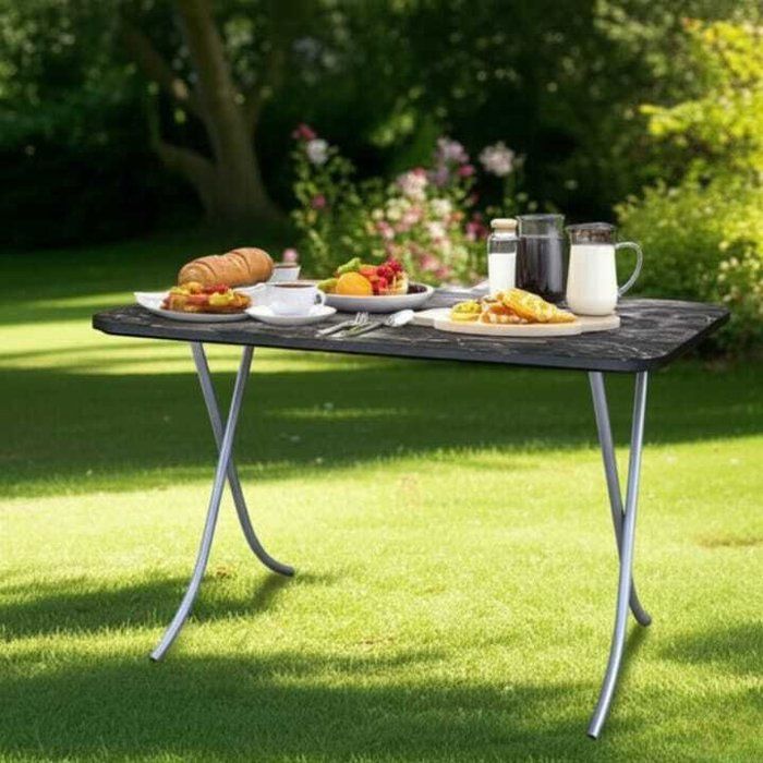 Table pliante - AYA HOME - Marbre noir - 50x40x55 cm - Design épuré - Pliable