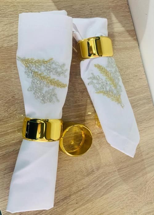 Ronds de serviette - Inoxydable - Doré - Lot de 6 - Décoration de table - Mariage, fête, dîner