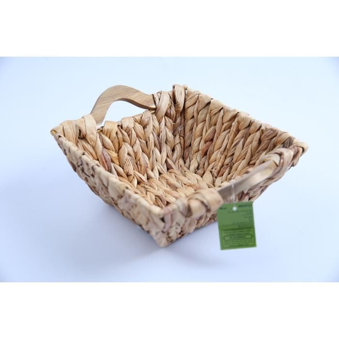 Panier de rangement avec poignée en bois 24x24x10 cm