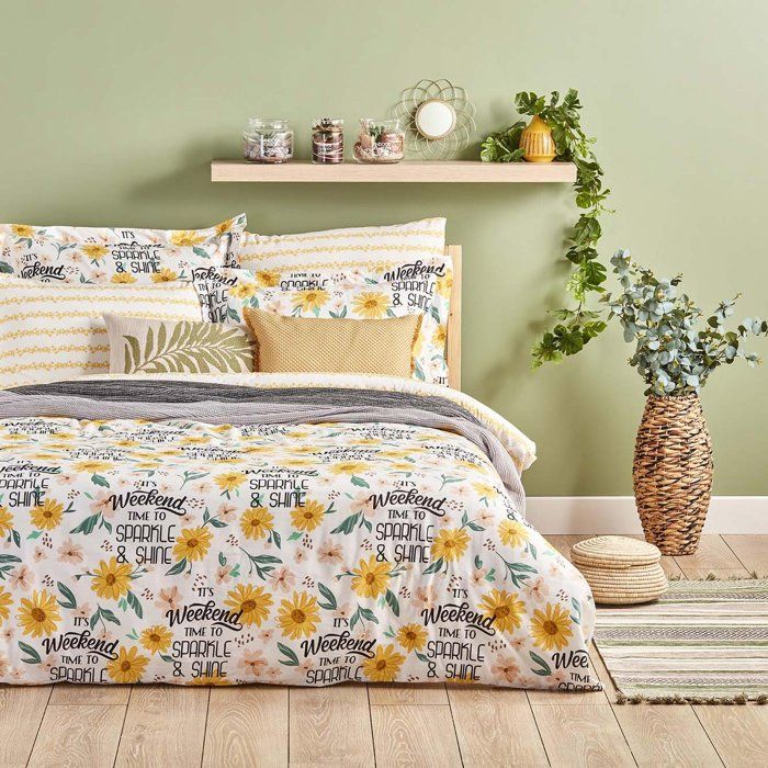 Parure de lit - BELLA MAISON - Jolie King Size - 100% coton ranforce - Jaune - 240 x 220 cm