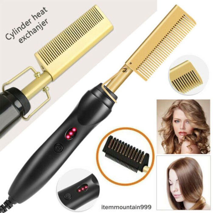 Brosse Hair Straightener Chauffante 2 en 1, Lisseur peigne à friser électrique