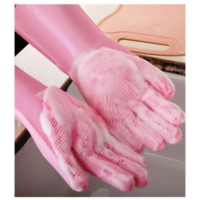 Paire Gants en silicone magiques pour le lavage de la vaisselle-Rose