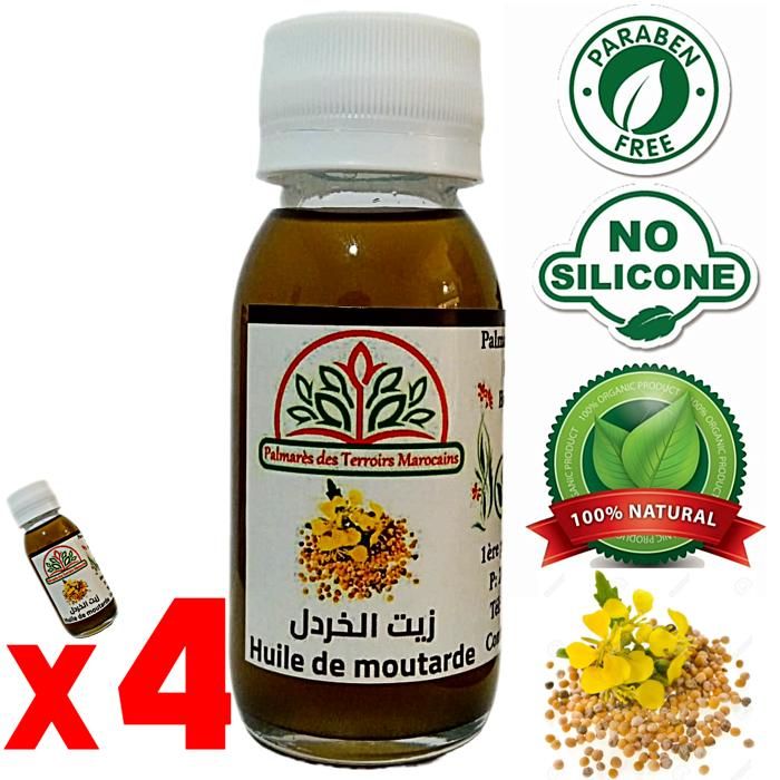Huile végétale de moutarde (soins capillaires, antichute, pellicules) 240ml